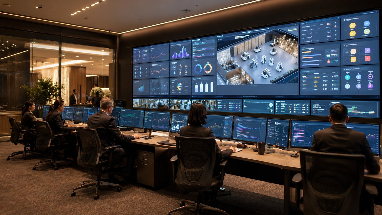 Hotel operations dashboard and monitoring room